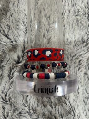 Erimish Red, blue & White Bracelet Stack